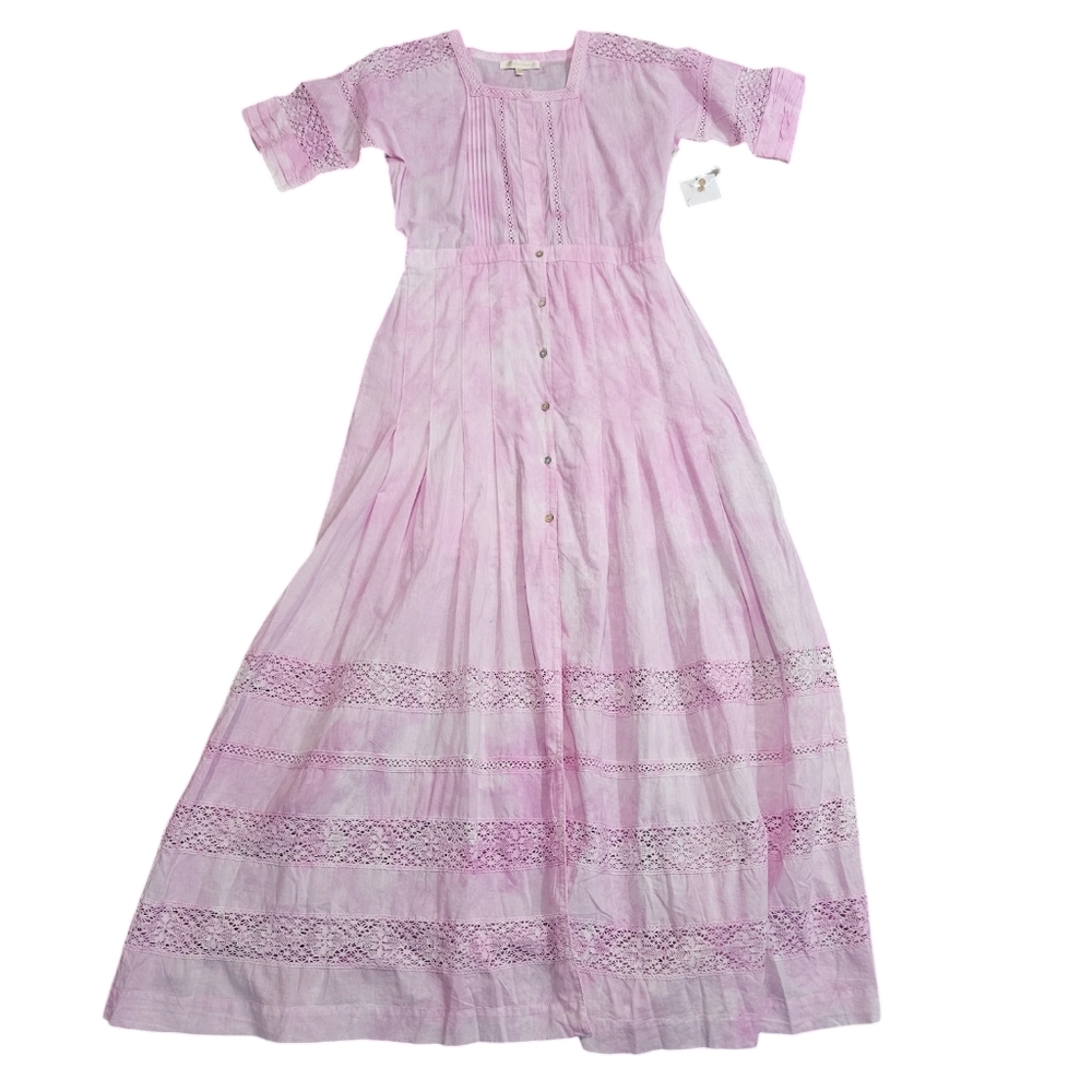 LOVESHACKFANCY Edie Tie Dye Midi Dress in Peony Pink Small NWT - Picture 7 of 9